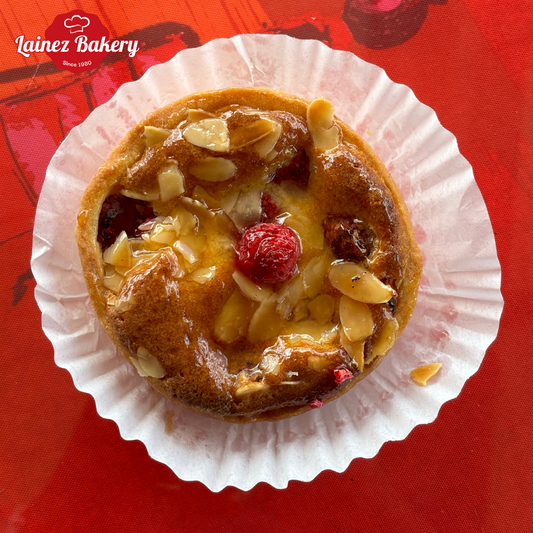 Pear, raspberry and almond tart